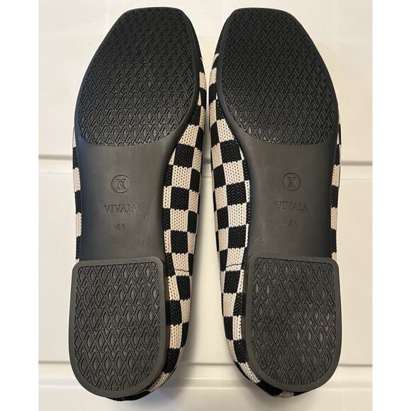 Vivaia Checker Margot 2.0 Flats Square Toe V-Cut Shoe Size 41 US 10-10.5 Preppy - Picture 10 of 11